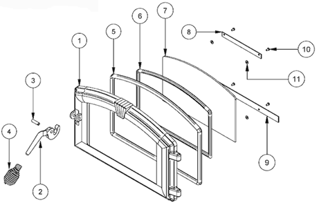 Page B Diagram and Parts List for 2000  US Stove Company Heating Stove